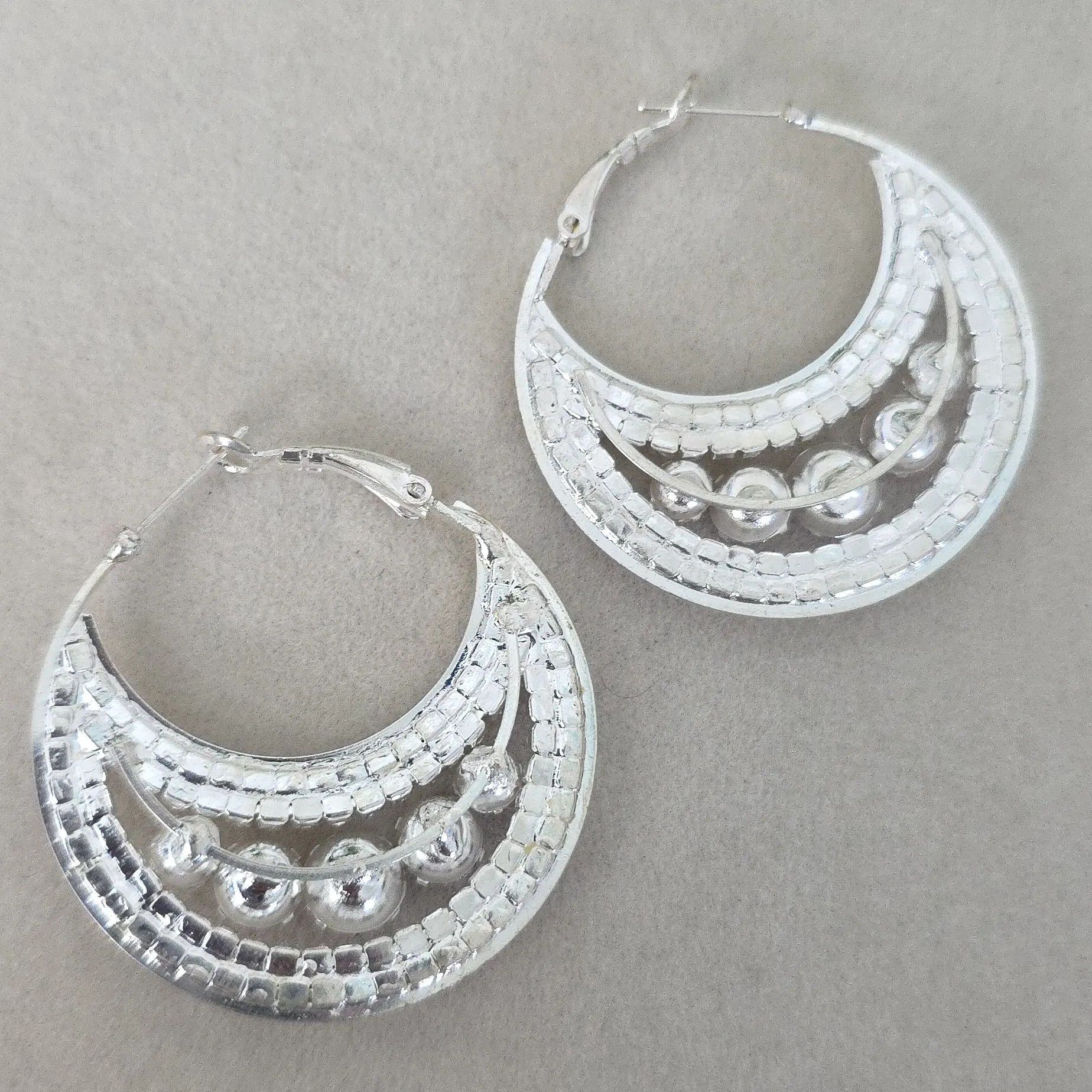 Statement Silver Pave Hoop Earrings - Image 6