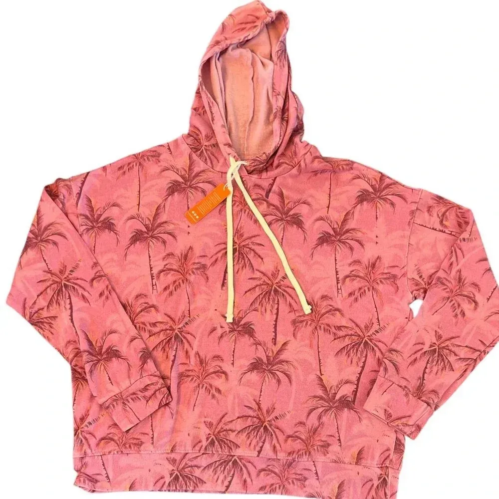 SUNDRY Anthropologie Palm Isle Hoodie Sweatshirt Size Large L  Tropical NWT - Image 3