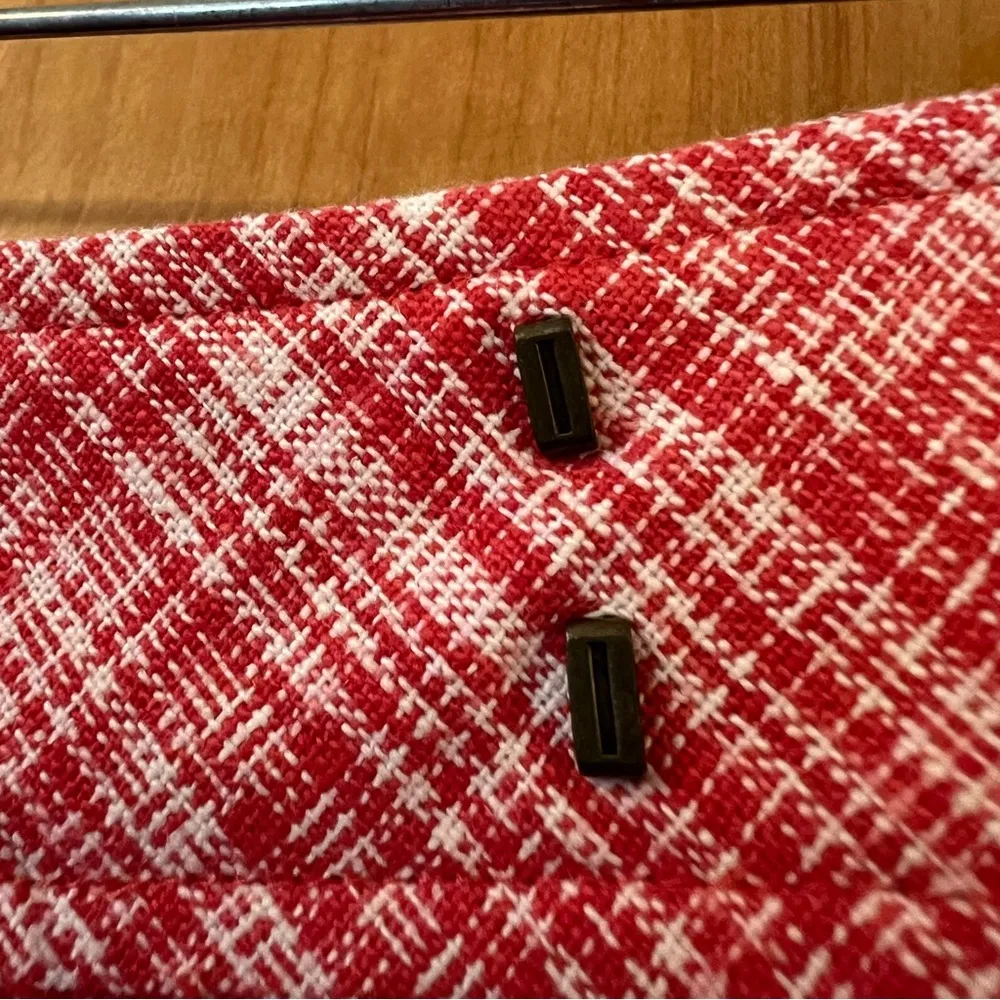 Talbots Linen Cotton Blend Tapered Capri Pants Red White Petite Size 10 P 10P - Image 4