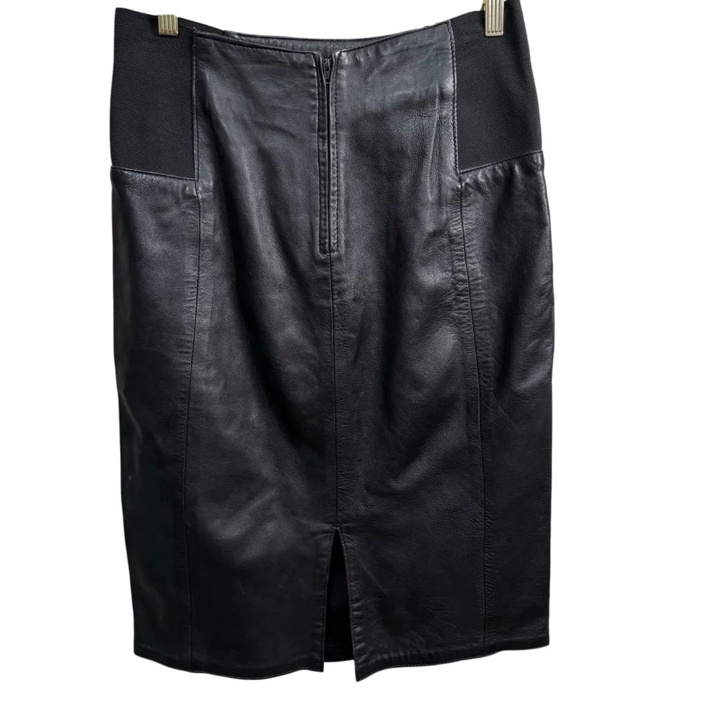 Vintage Leathers by Toby Black Leather Pencil Skirt Made in USA Size 6 - Image 4