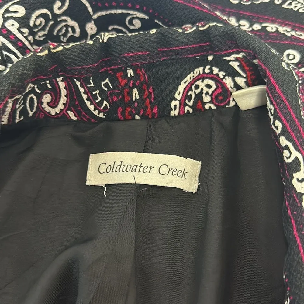 Coldwater Creek Sz 10 Cropped Jacket Blazer Floral Paisley Print m Black Womens - Image 9