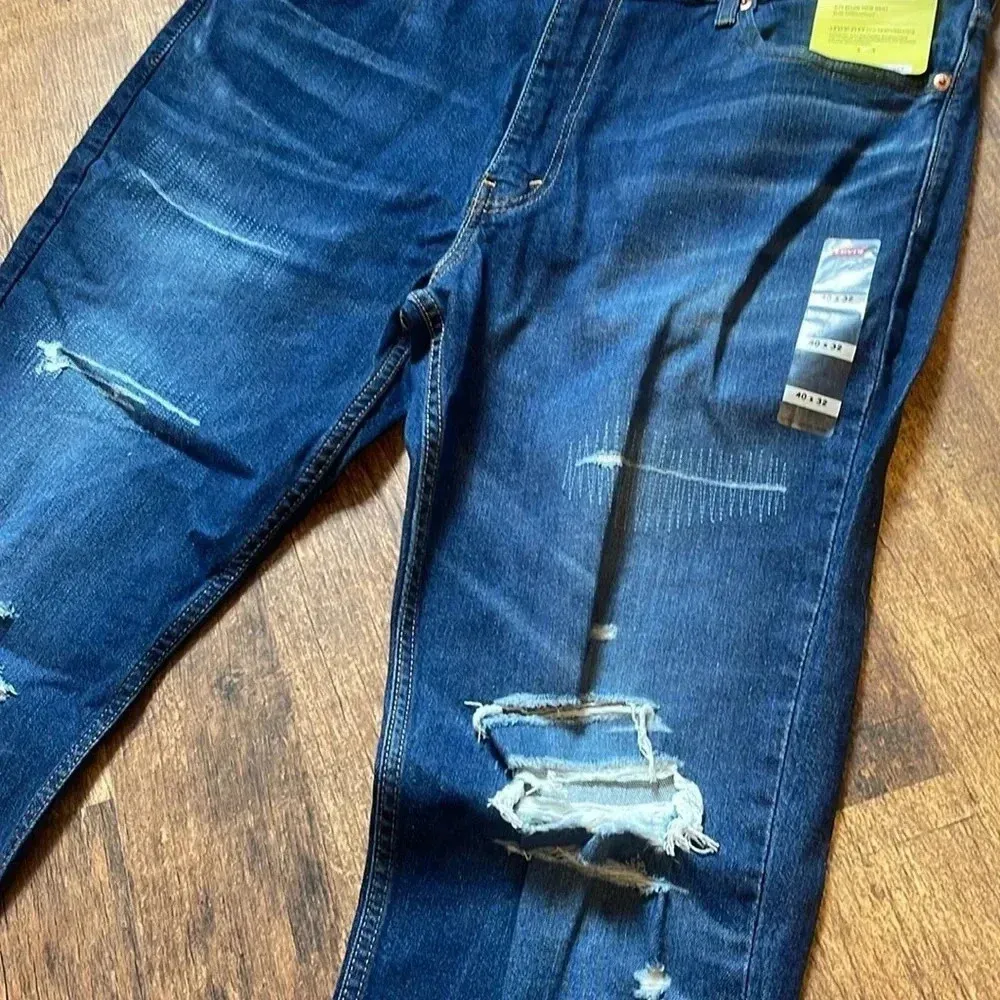 Levi’s Stretch 511 Slim medium wash distressed denim jeans 40x32 NWT - Image 3