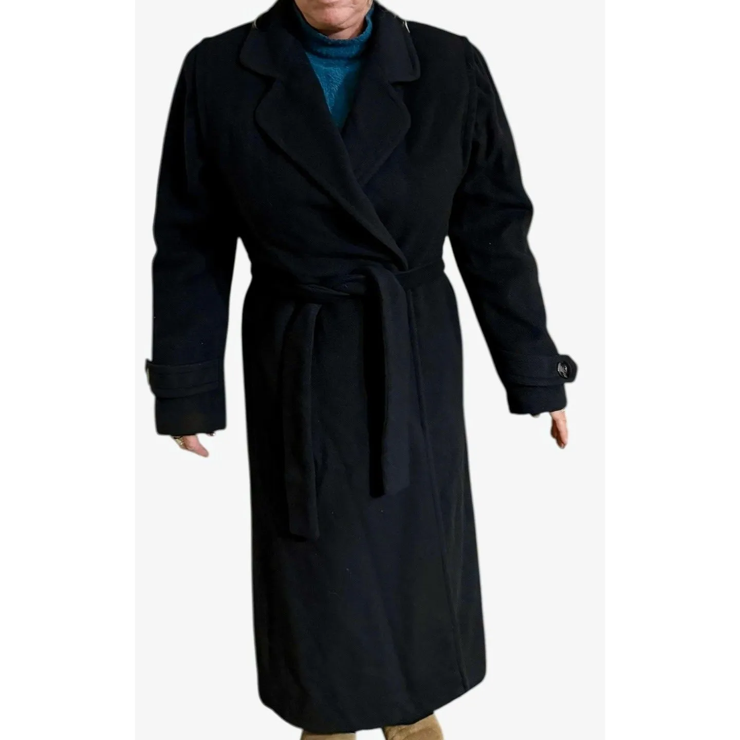 Woman’s Vintage Ed Mitchell of Westport CT 100% Black Cashmere Coat Made in USA Size M - Image 5