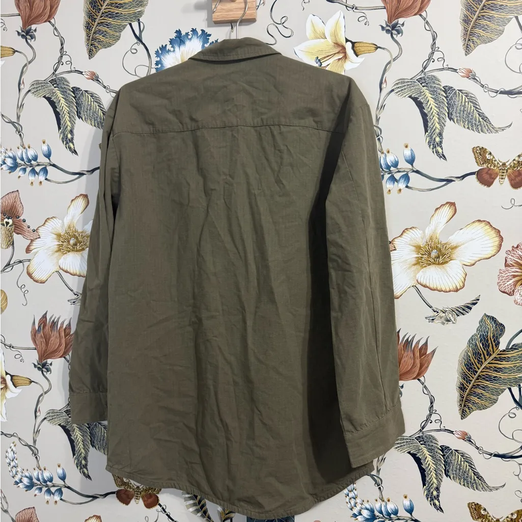 Monrow Vintage Cotton Shirt Jacket in Army Green M Size M - Image 5