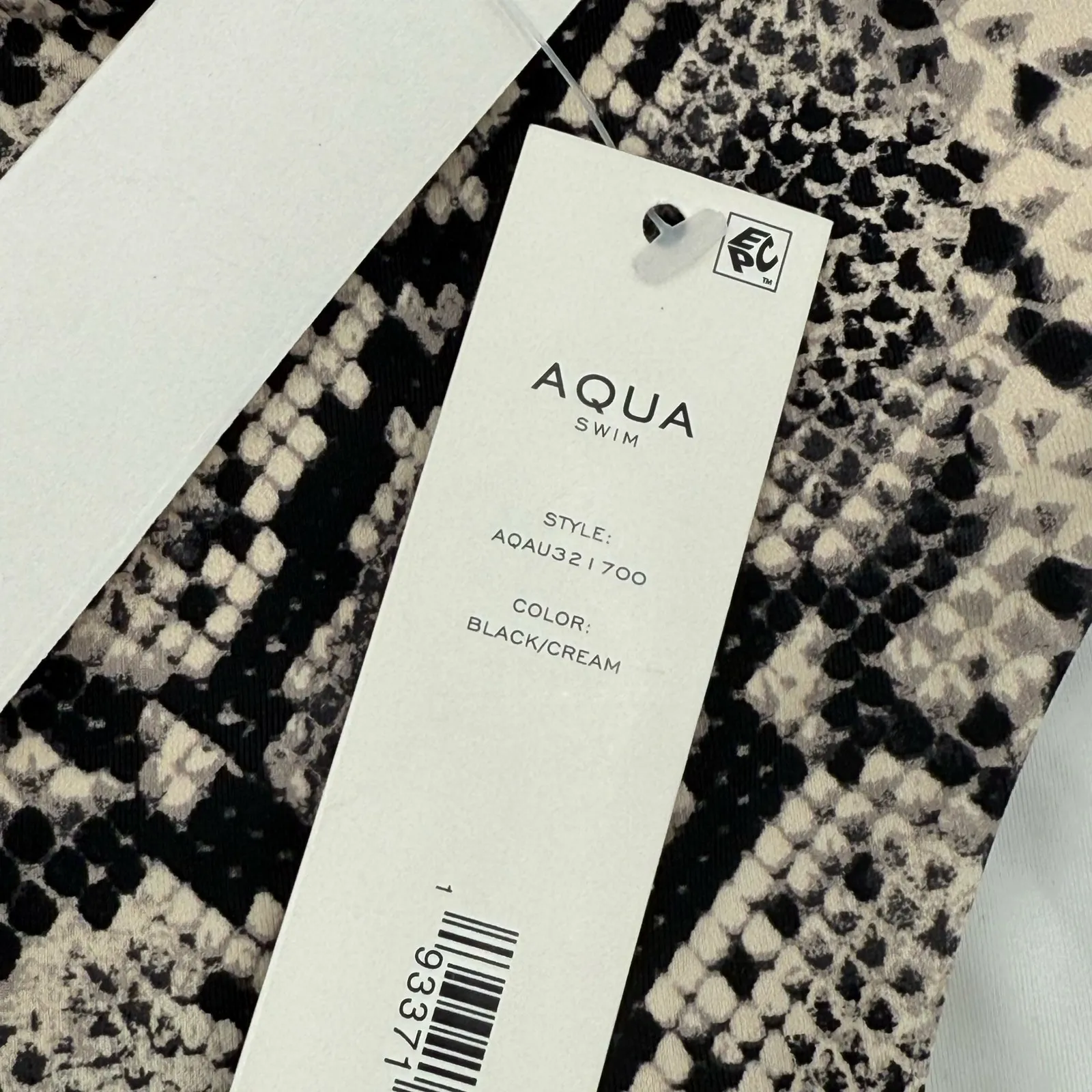 AQUA Bikini Bottoms Size Large Black Cream Swim Snake Print 100% Exclusive NWT - Image 7