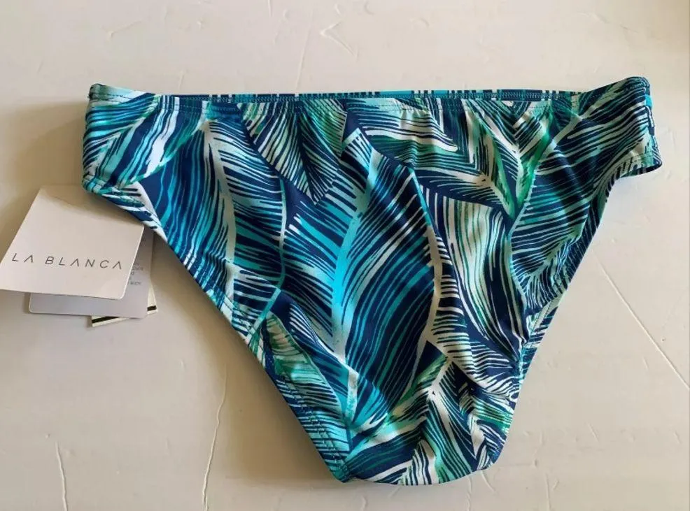 La Blanca Sketched Leaves Bikini Bottom 6 Small S New NWT Blue beautiful - Image 6