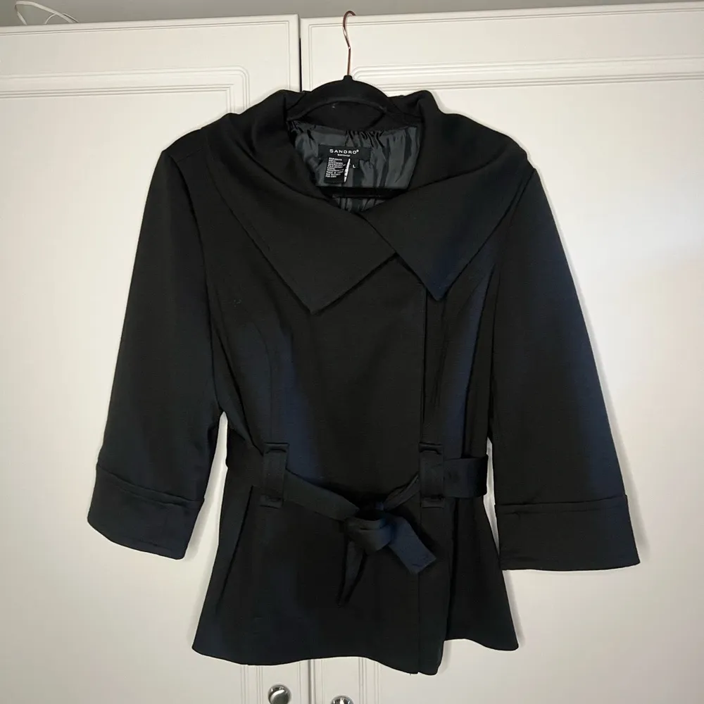 Sandro Black Belted Trench Jacket - Image 8