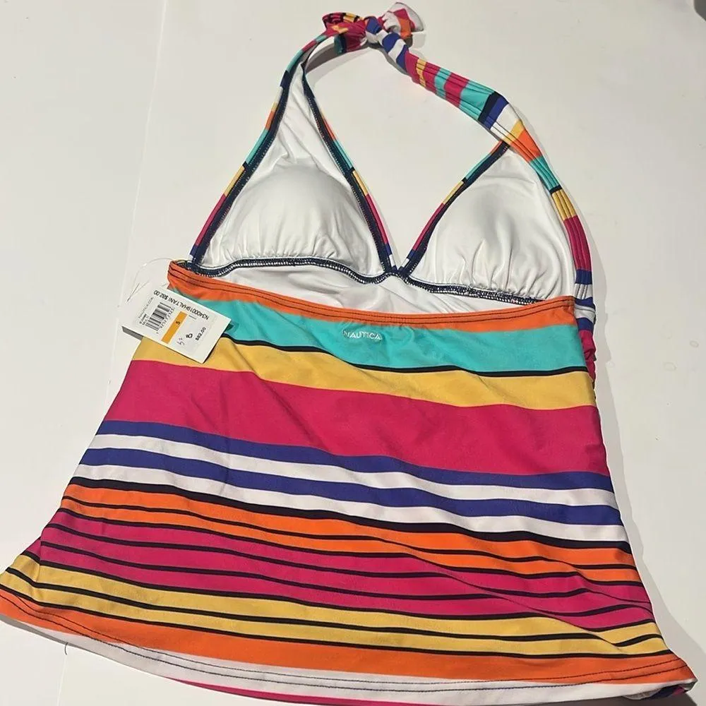 🇺🇸Nautica halter V neck tankini bathing suit swim multi striped - Image 3
