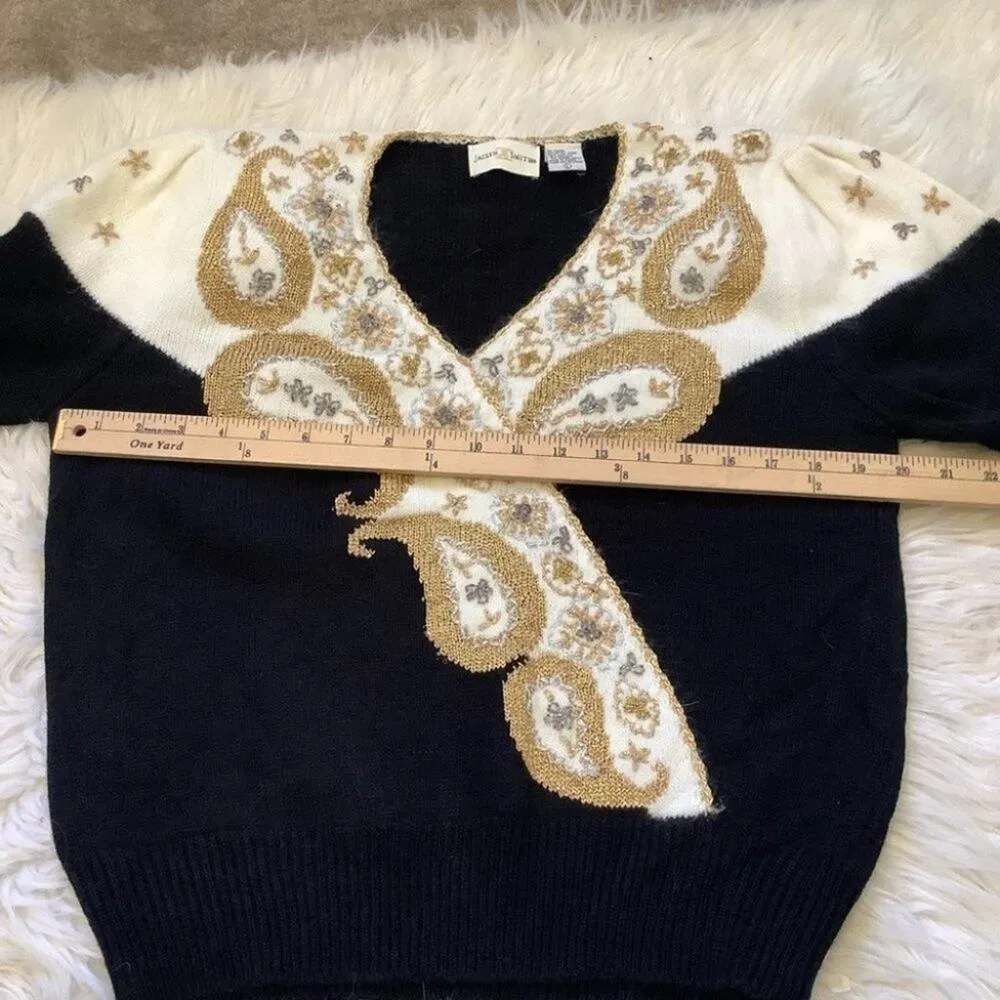 Jaclyn Smith JS Vintage Size Large L Gold Beaded Retro 80s Elegant Regal Unique - Image 5