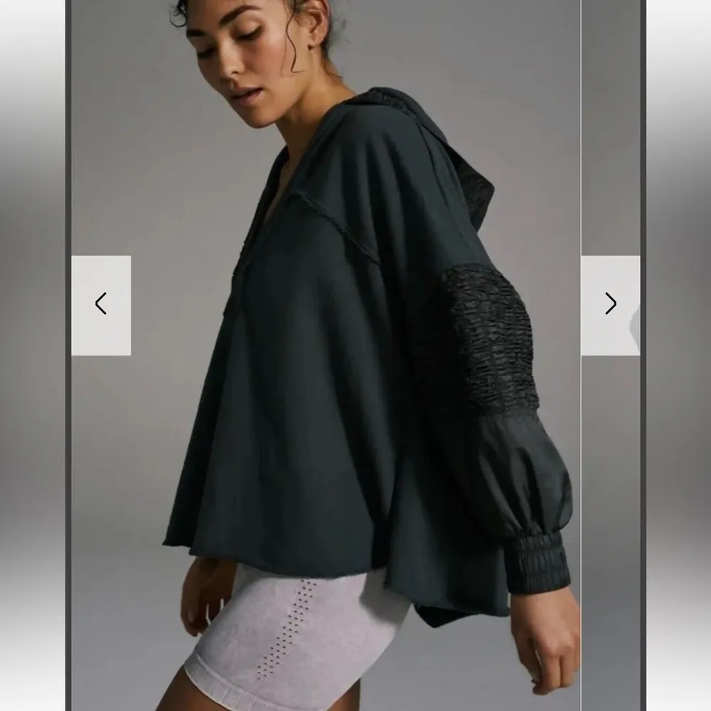 NWT Free People Spin Movement Gray Hoodie Yoga Oversize Slouch Quilted Charcoal - Image 3