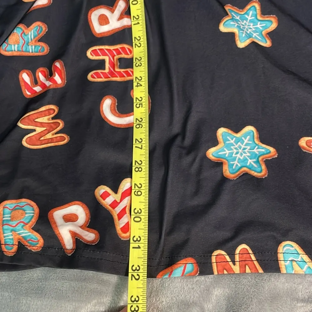 Holiday Christmas cookie gingerbread man candy cane tree festive shift dress Black Size L - Image 7