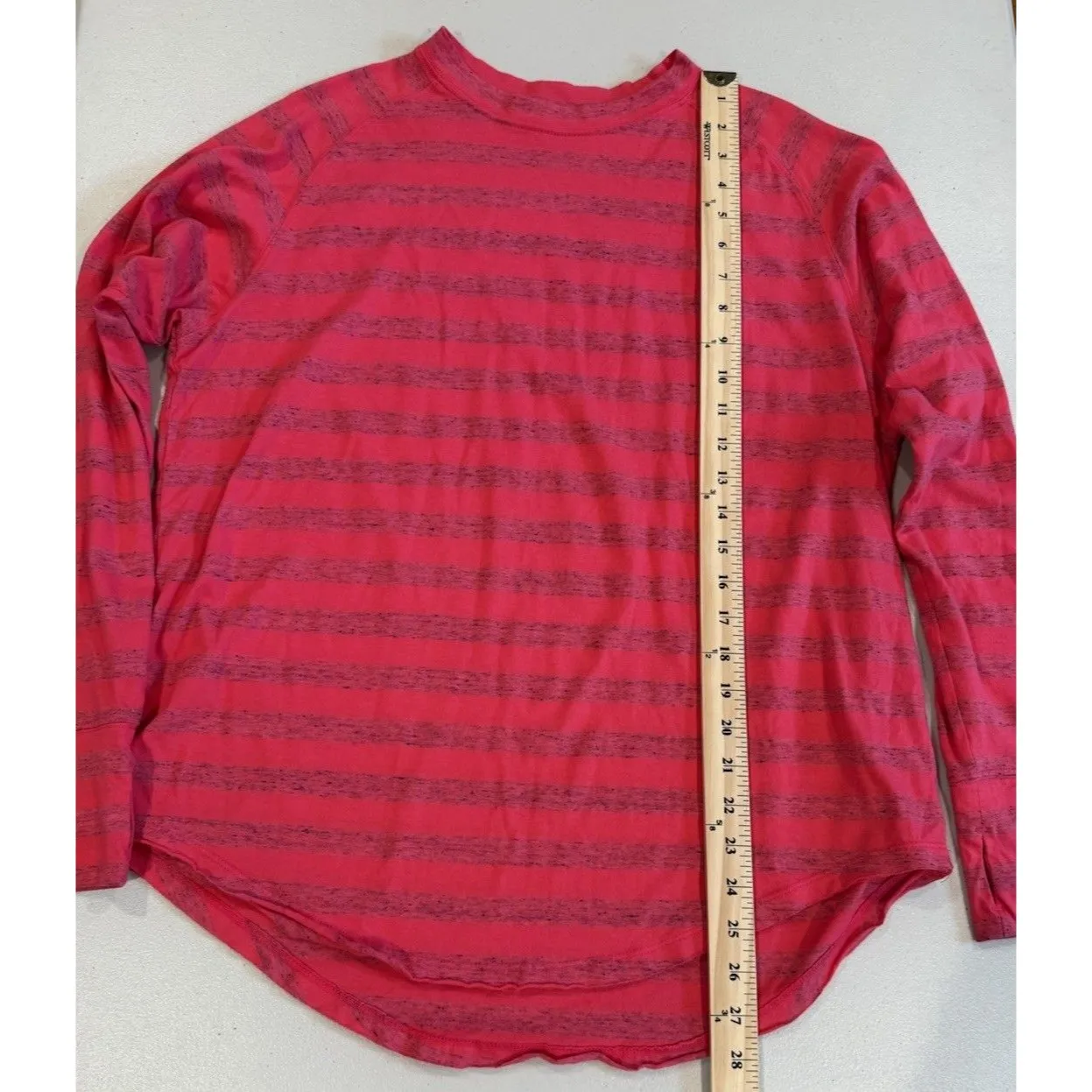 Zella Top Womens Small Hot Pink Striped Athletic Athleisure Travel Basic Casual - Image 4