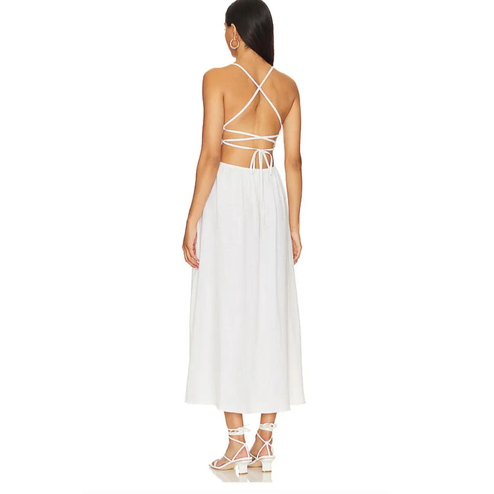 NEW L SPace Playa Vista Midi Dress Swimsuit Coverup White/Cream Sundress Large - Image 9