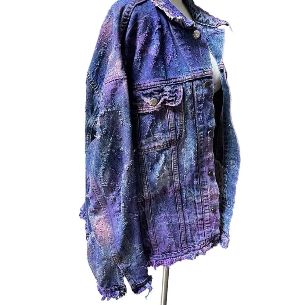 Levi's Levi’s motorcycle custom dyed batik denim jacket 2X - Image 4