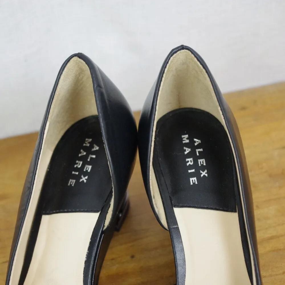Alex Marie Black Leather Wedge Heels Size 8M - Image 4