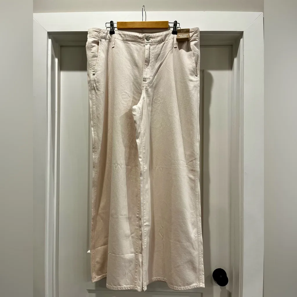 NWT Madewell Wide Sweep Trousers Wide Leg Cream Denim Jeans Size 33 FLAW - Image 12
