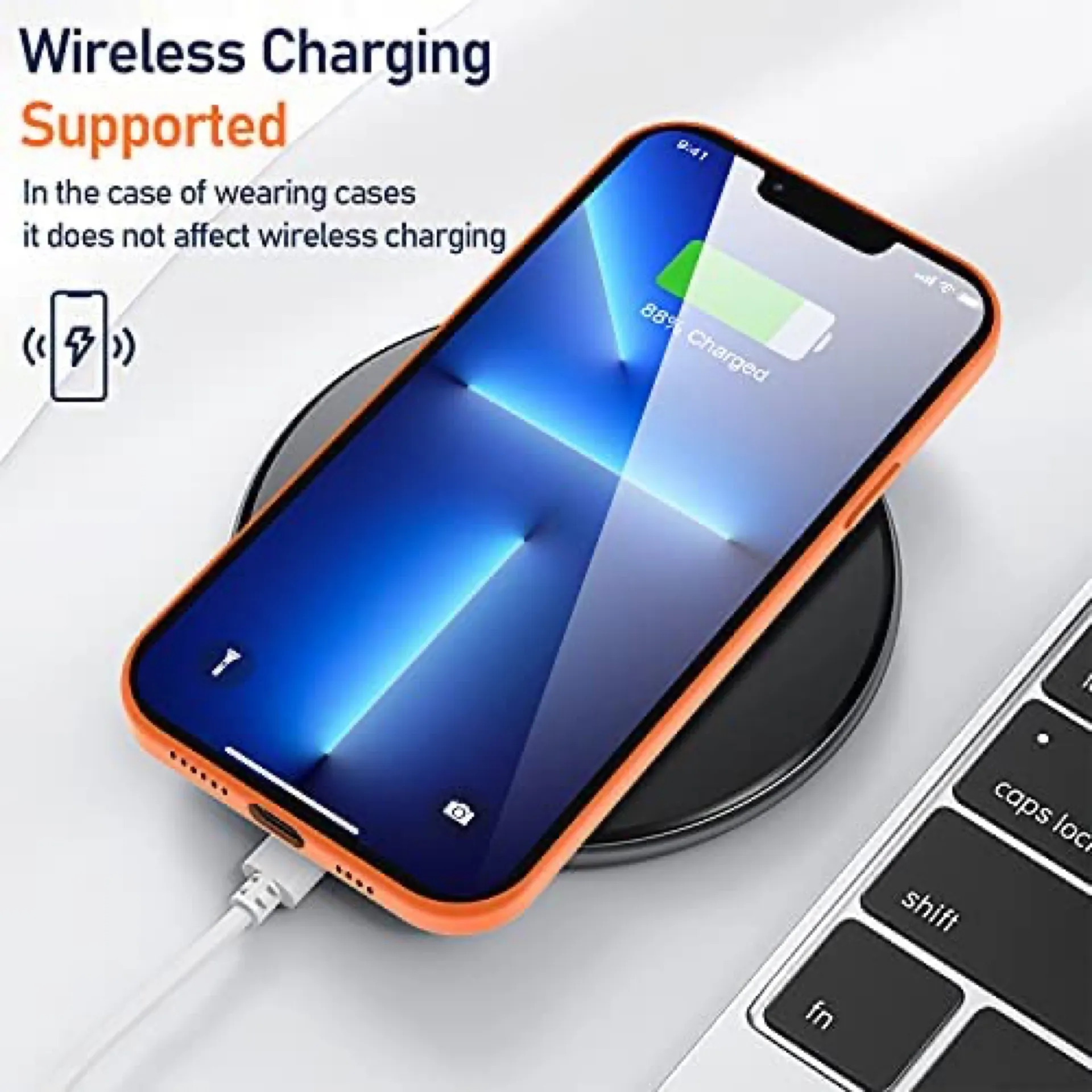 Ultra Thin Full Body Protective Soft Bumper iPhone 13 Pro 6.1” Case Orange - Image 5