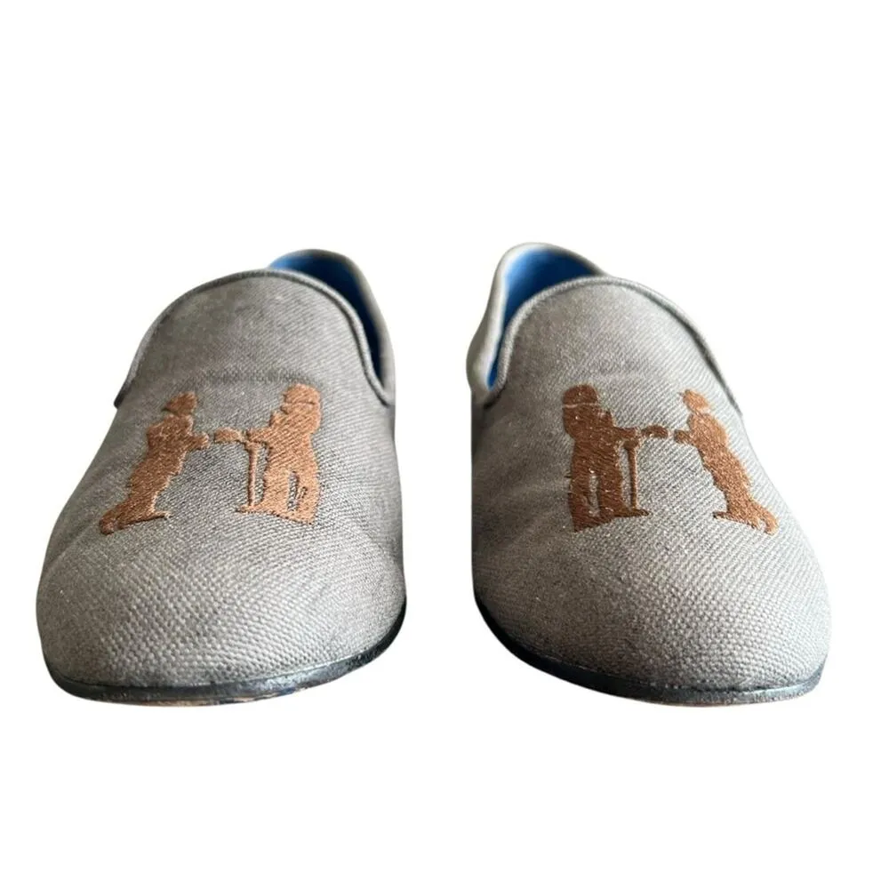 Hadleigh’s Women’s Audrey Gray Cobalt Blue Logo Smoking Slipper Loafer Size 37.5 - Image 5