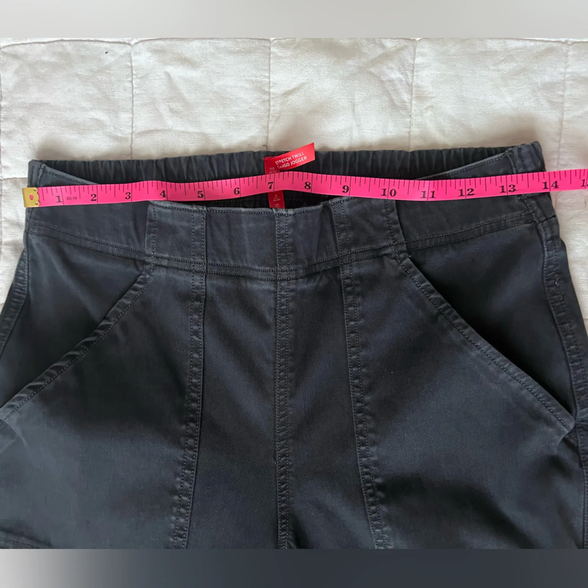 Spanx  Women’s Medium Dark Gray Stretch Twill Cargo Jogger Pants Ankle Zip - Image 5