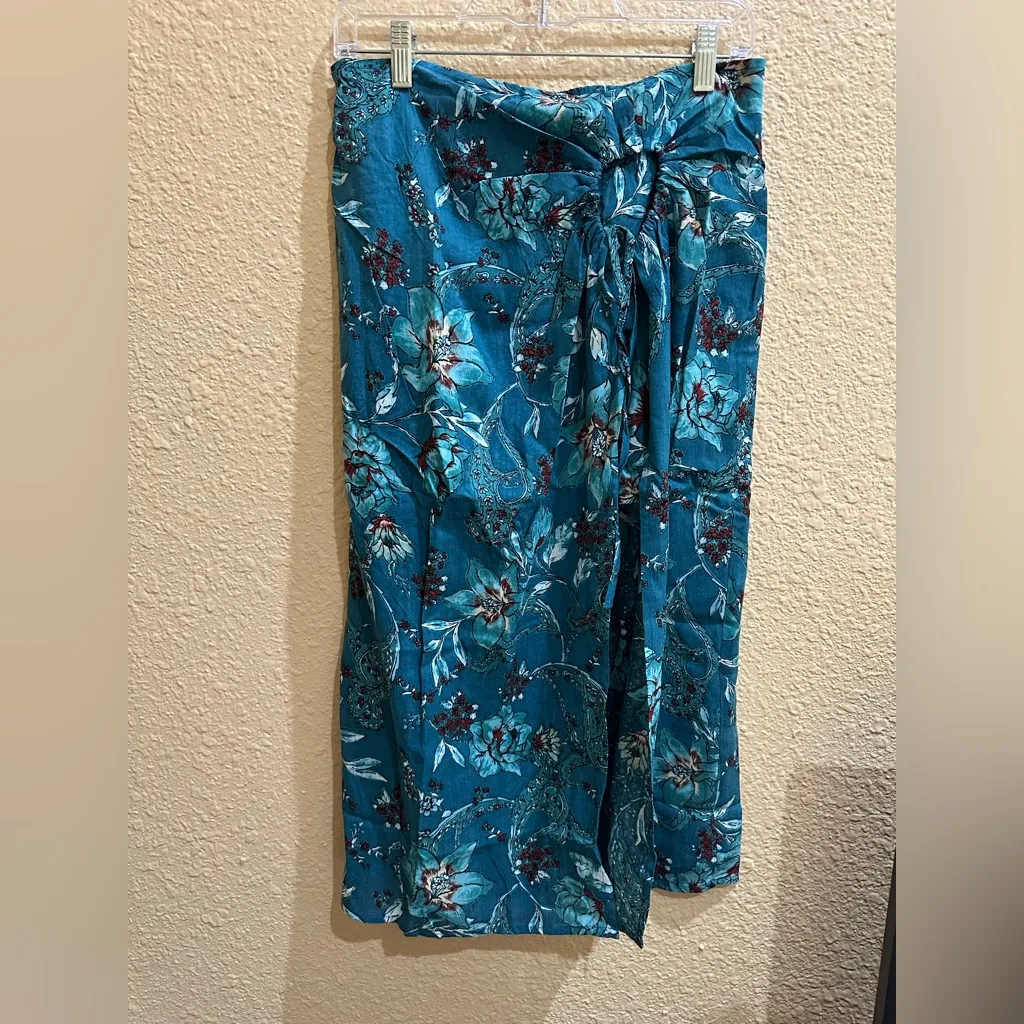 Band of the Free Deep Teal Floral Celene Side Drape Skirt NWT - Image 6