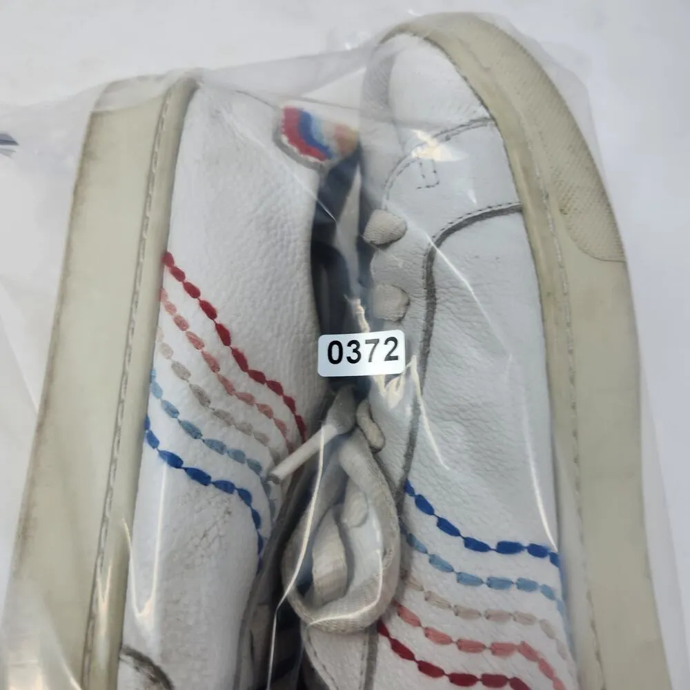 Soludos Retro Stripe Sneakers Low Top Shoes Embroidered Leather White Size US 8 - Image 10