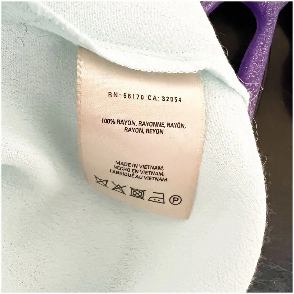 Maeve Cutout Short Sleeve Blouse Light Blue Size Small Deep V Neck Rayon Dressy - Image 8