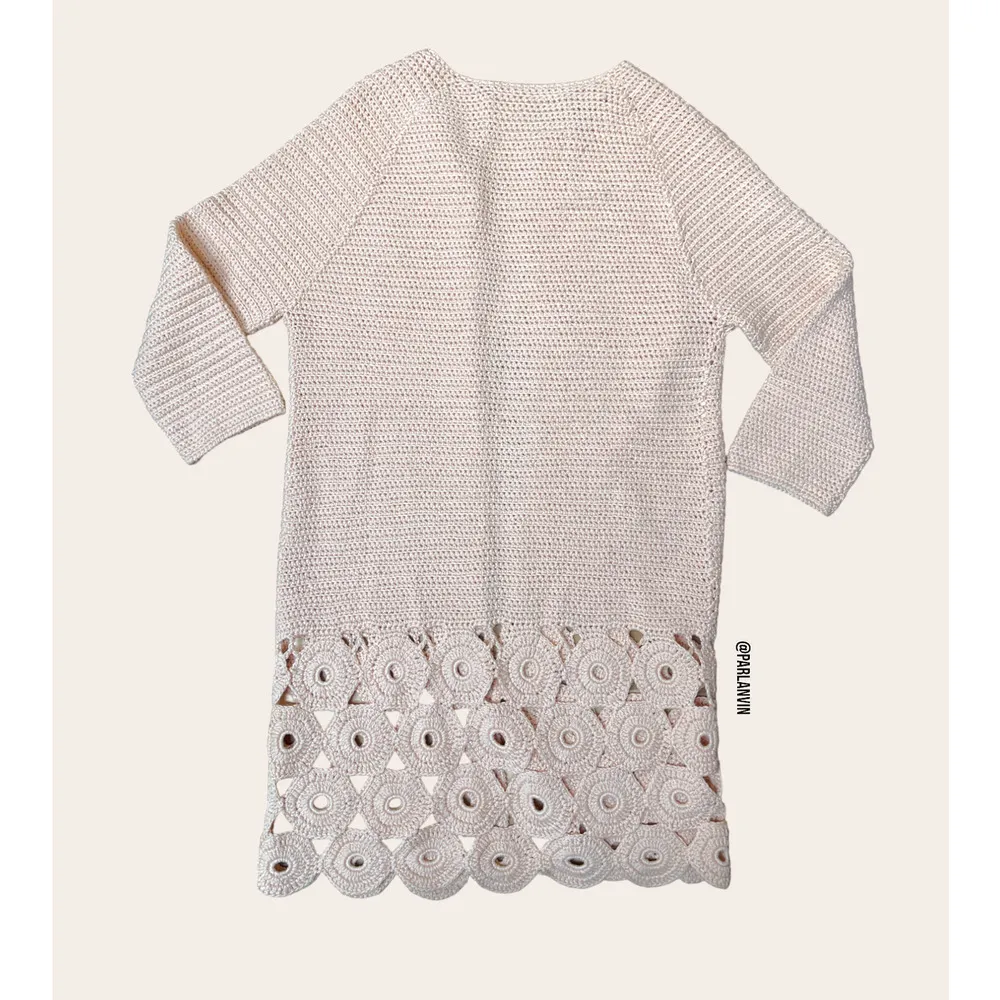 Lela Rose Feminine Boho Crochet Knit Duster Cardigan Topper Pink Size Small - Image 2