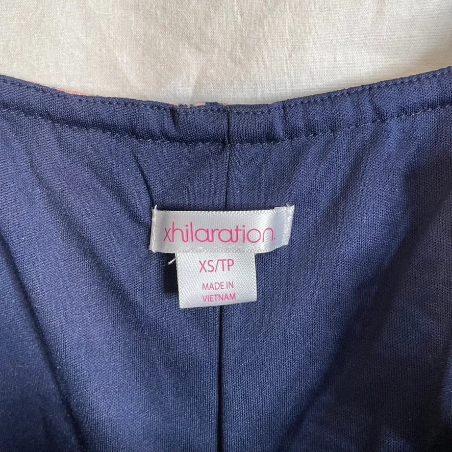 XHILARATION Longsleeve Cold‎ Shoulder Dark Floral Navy Dress Lace Extra Small XS - Image 4