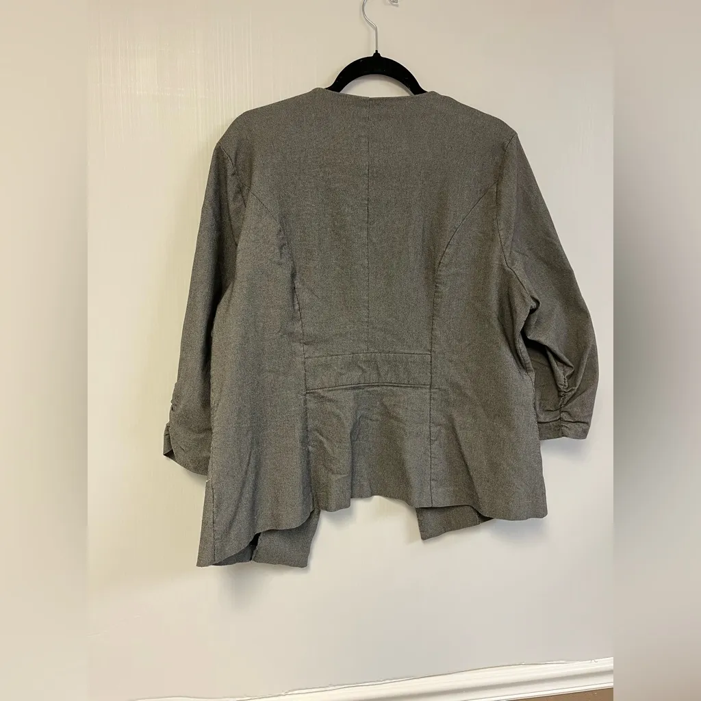 Blazer Ruched Sleeve Shawl Lapel Suit Blazers Jackets‎ Pockets Business Casual - Image 4