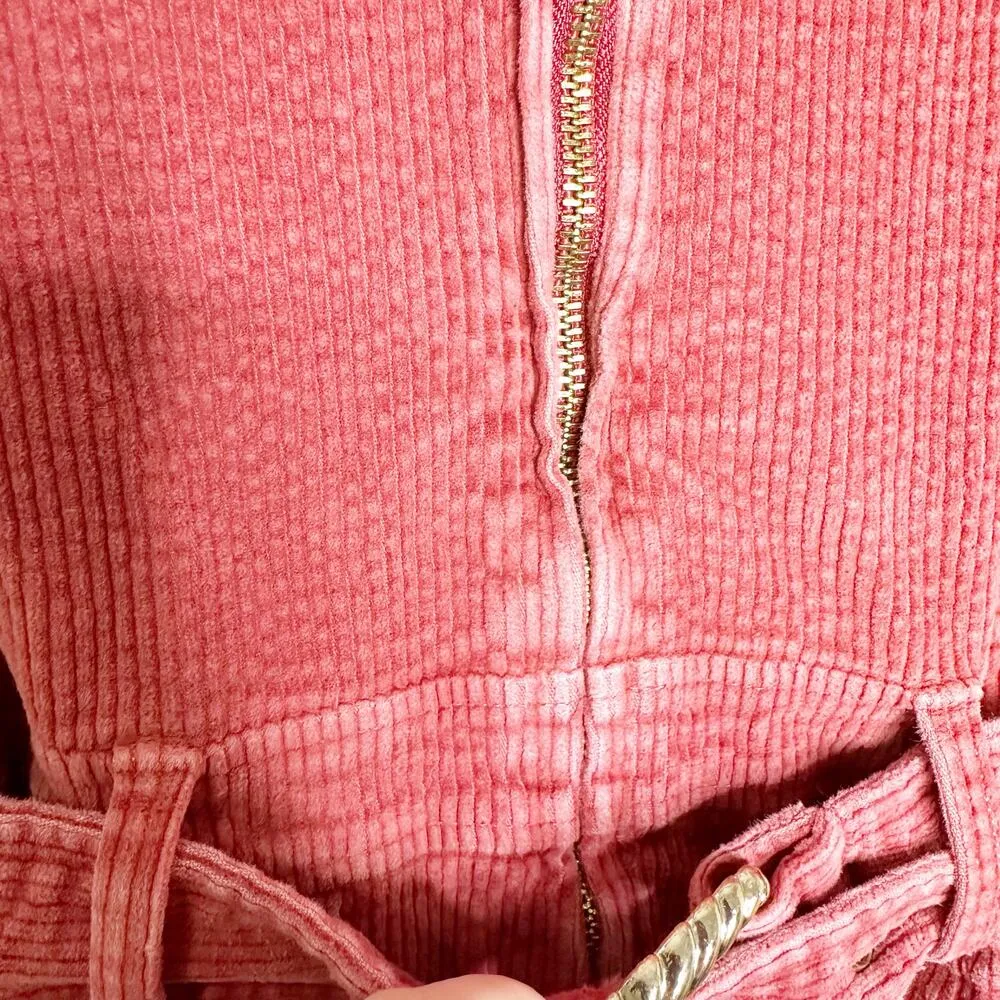 Show Me Your Mumu Womens Outlaw Mini Dress Corduroy Zip Front Belted Rose Size S - Image 10