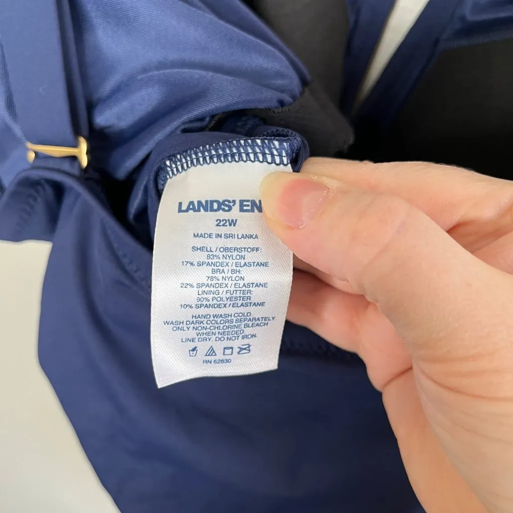 Lands End Womens Navy Blue Plus Size Tankini Swim Top 22W - Image 5