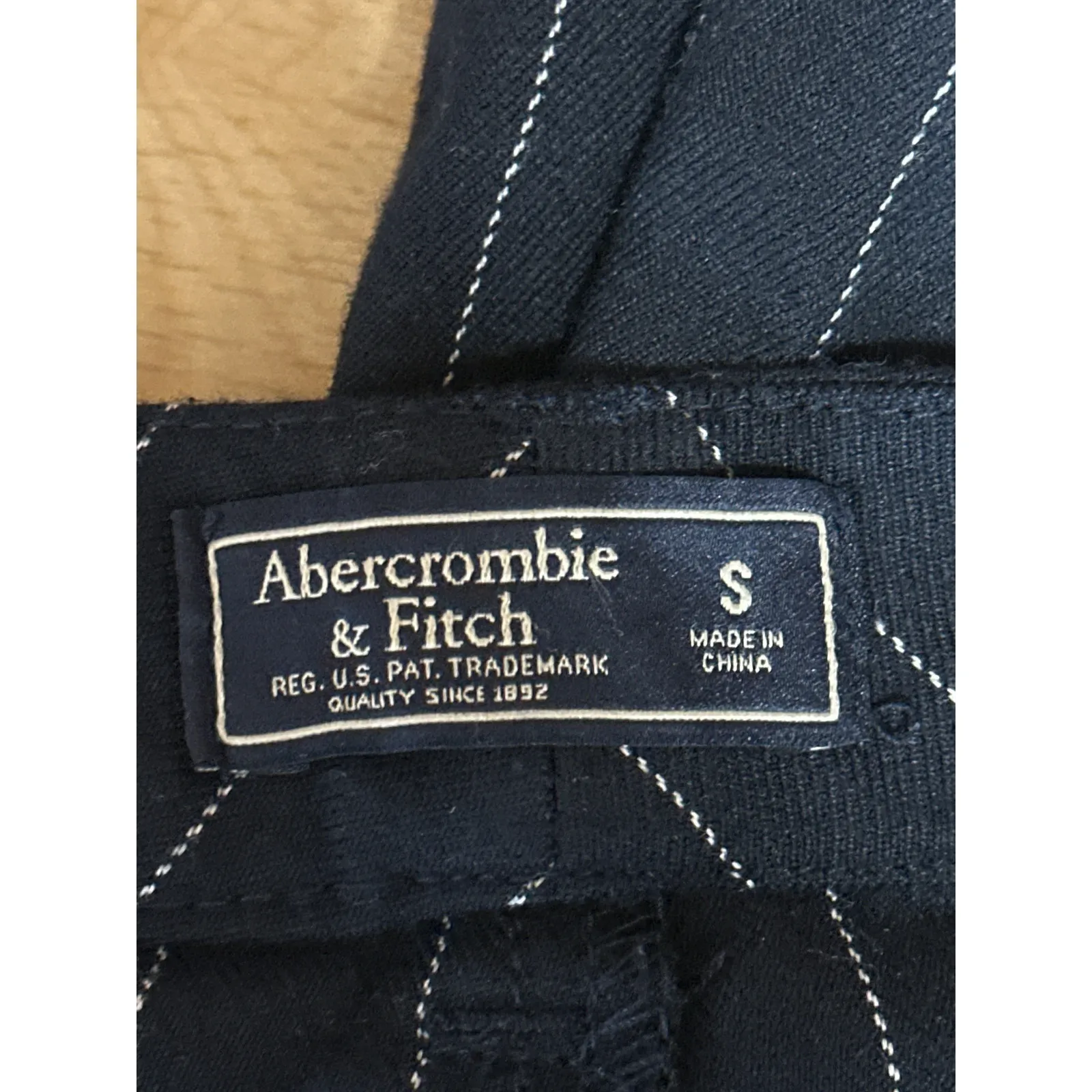 Abercrombie & Fitch Blue Sriped Mid Rise Flared Bootcut Trousers Dress Pants S - Image 4