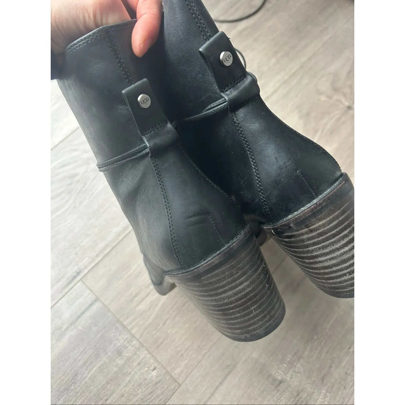 UGG Oriana Heeled Boot in Black Leather size 10 Lace Up ankle boots military sty - Image 3