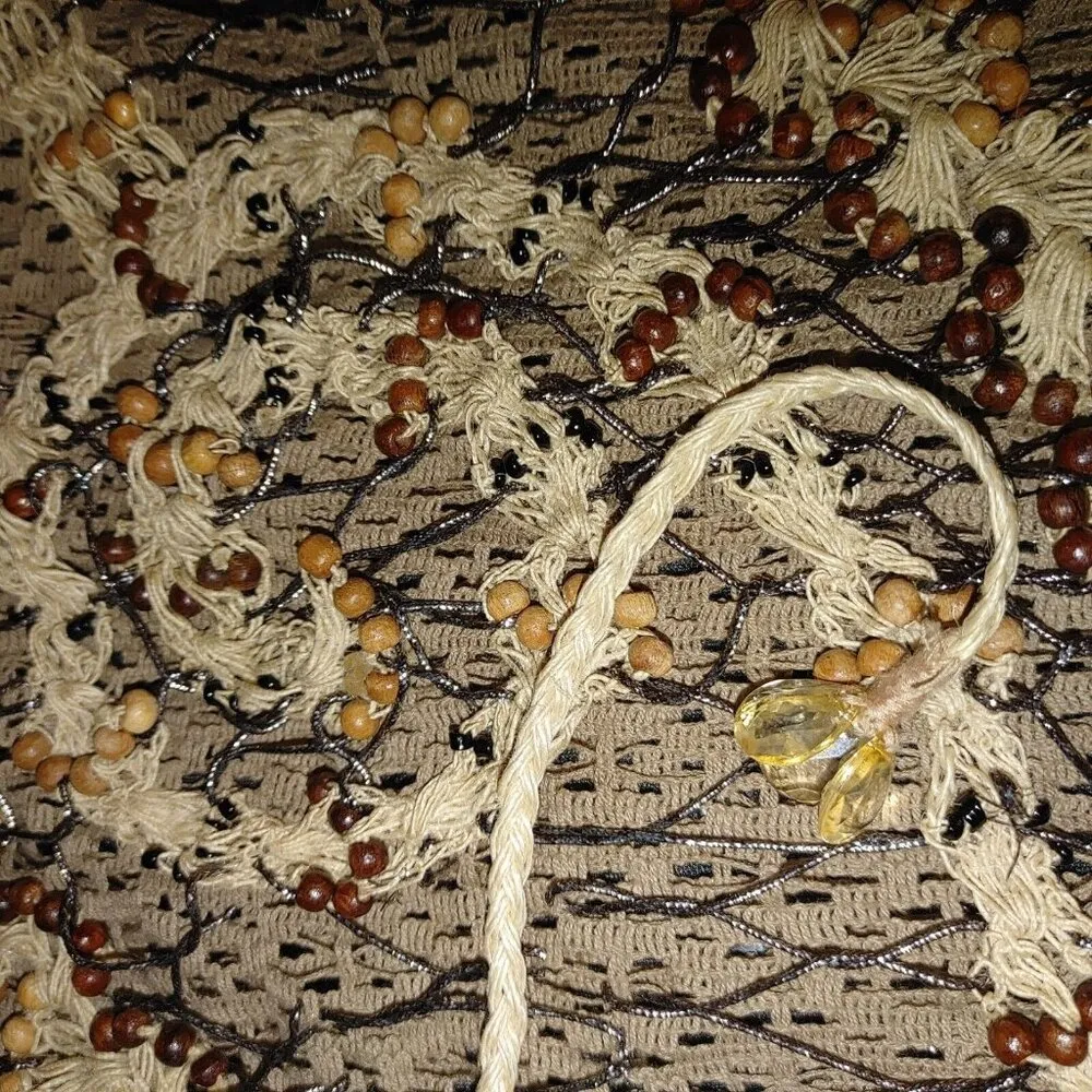 Jessica London Plus Size 2X Boho Hippie Kimono Tassel Brown Cardigan Crochet Bea - Image 6