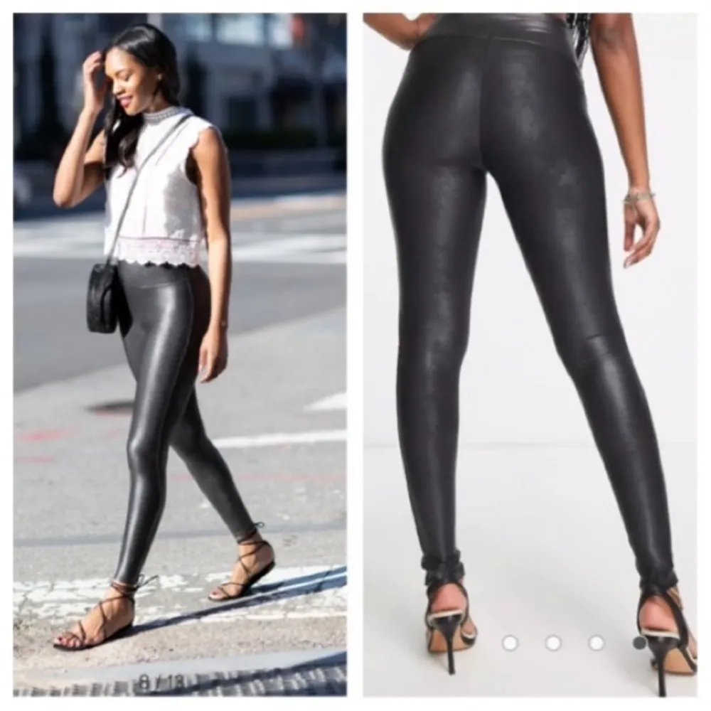 Spanx women’s black faux leather high waist leggings pants size small VIRAL - Image 4