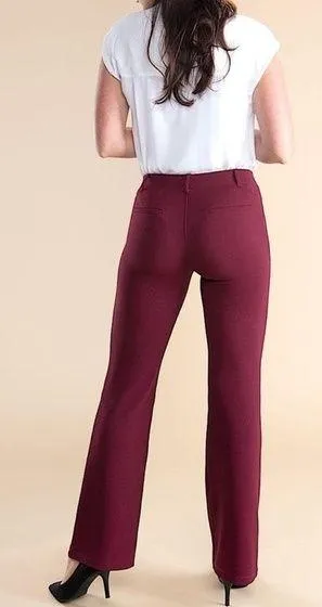 Betabrand Two Pocket Dress Pant Yoga Pant Bootcut Size Medium Long Tall burgundy - Image 2