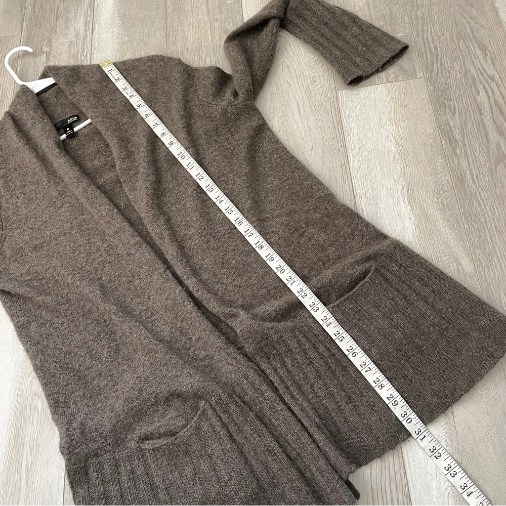 Aqua Cashmere Cardigan open front long womens Brown medium classic contemporary - Image 5