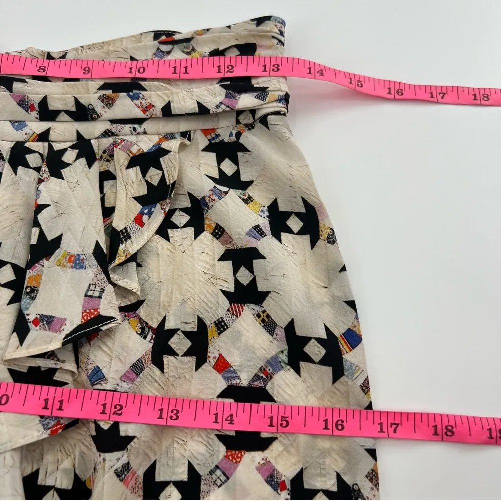 Isabel Marant silk draped skirt quilt geometric print sz 36 - Image 4