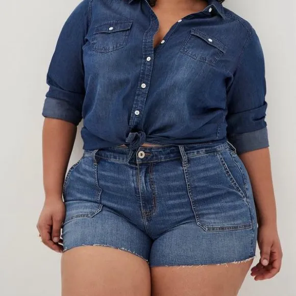 Torrid 3.5 Inch Vintage Stretch High-Rise Short Classic Blue Jean Shorts Denim - Image 15