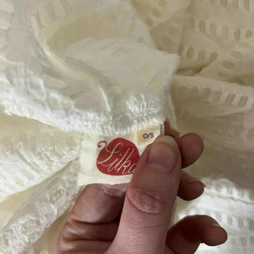 Anthropologie Lilka White Asymmetrical Handkerchief Hem Midi Dress Strapless - Image 5