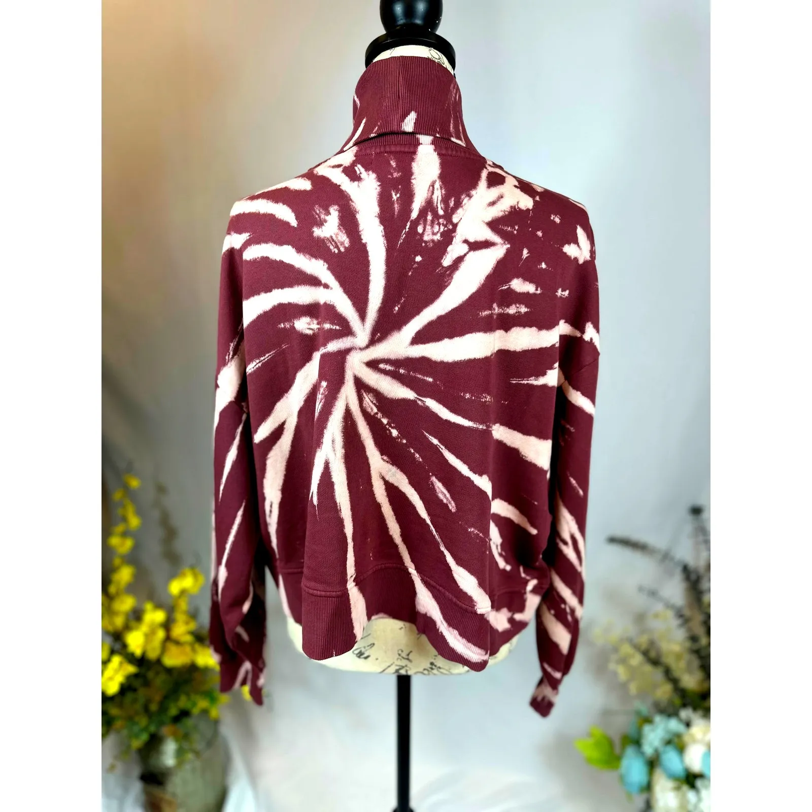 525 America Sprial Turtleneck Sweater Dropped Shoulder Maroon L Size L - Image 7