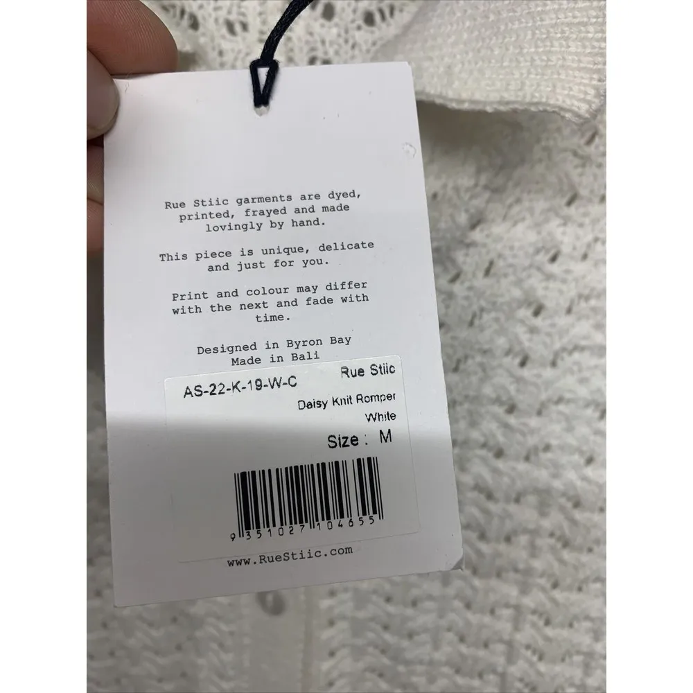 Womens Size M Rue Stiic Daisy Knitted Romper NWT White Size M - Image 5