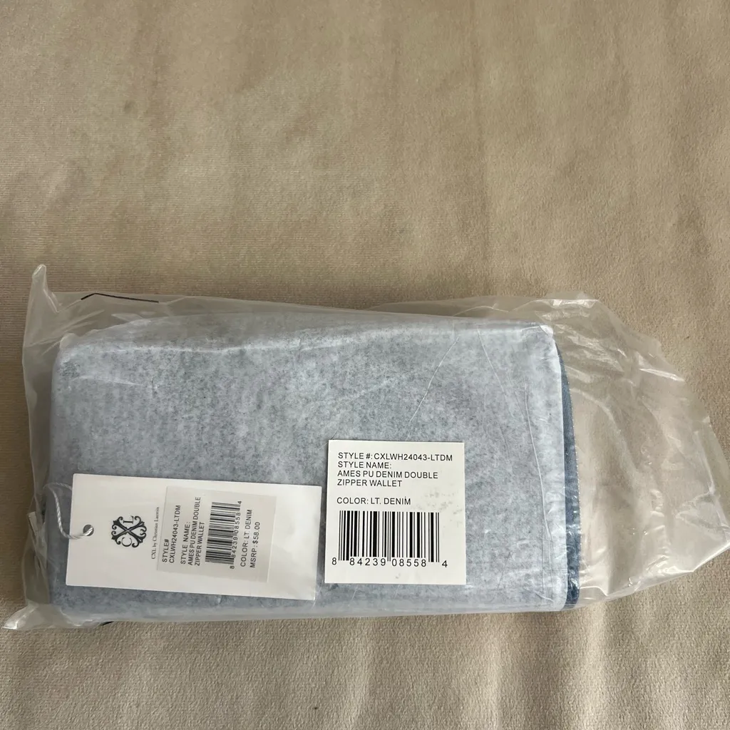 💙 CXL by Christian Lacroix Ames PU Denim Double Zipper Wallet 💙 - Image 2