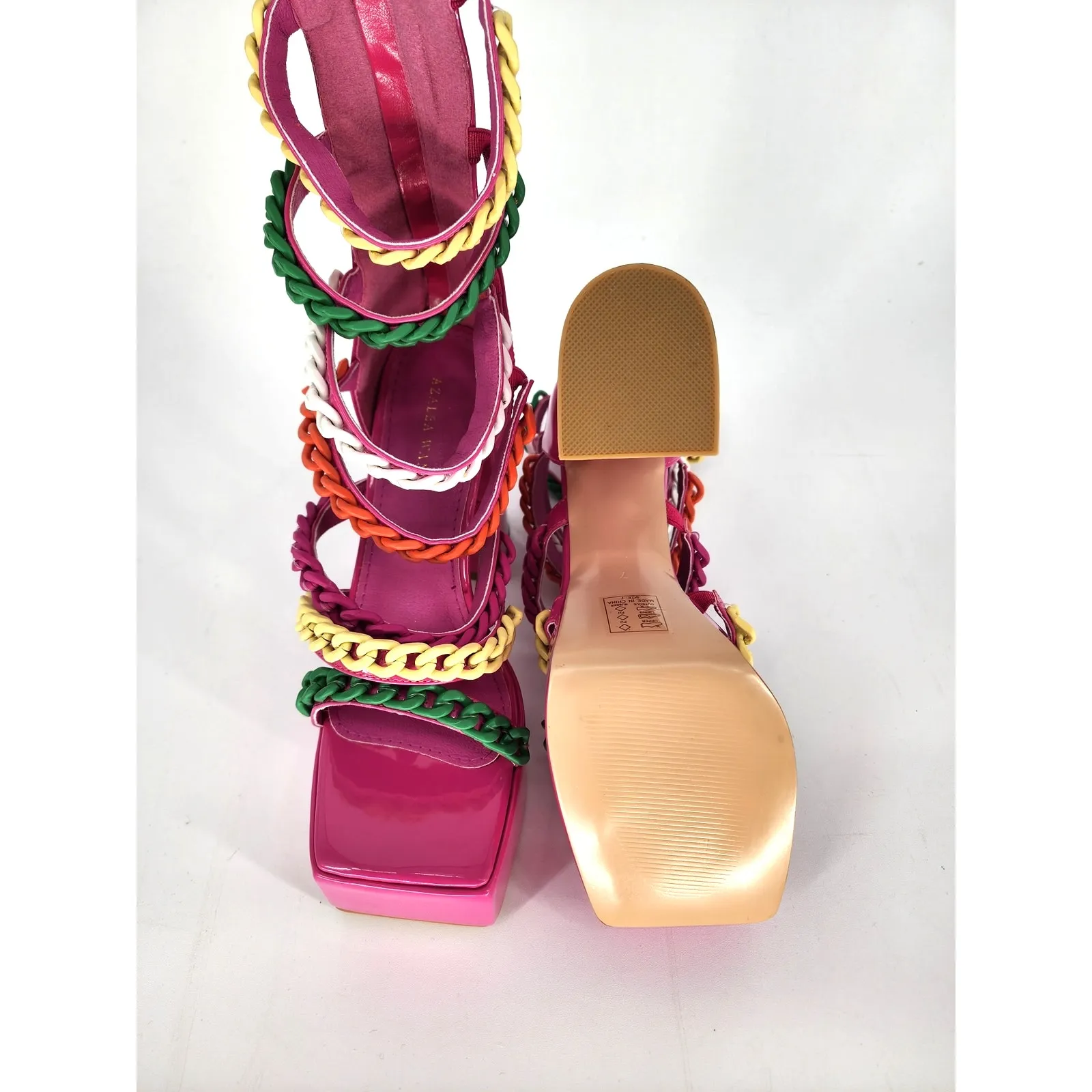 Azalea Wang Pink Corrine Chain Link Platform Sandals Size 7 NWT - Image 8