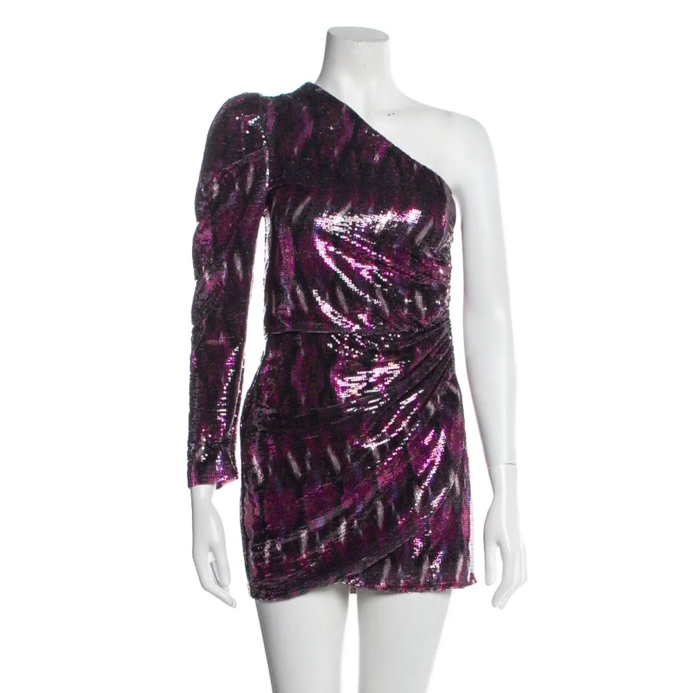 MISA Revolve Nova One-Shoulder Sequin Mini Dress, Purple Size XS New w/Tag $370 - Image 6