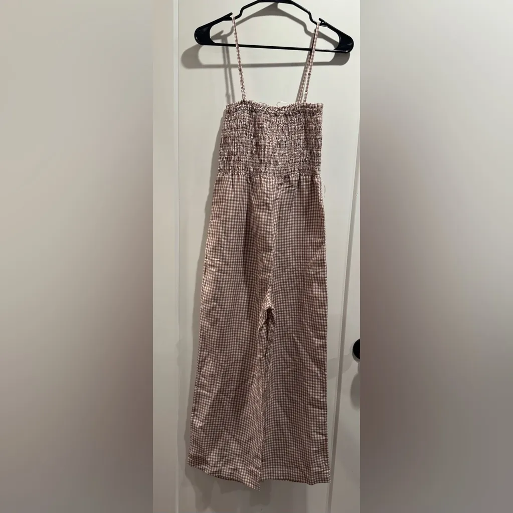 House Of Harlow 1960 Plaid Wide Leg Jumpsuit Size XS Brown - Image 7