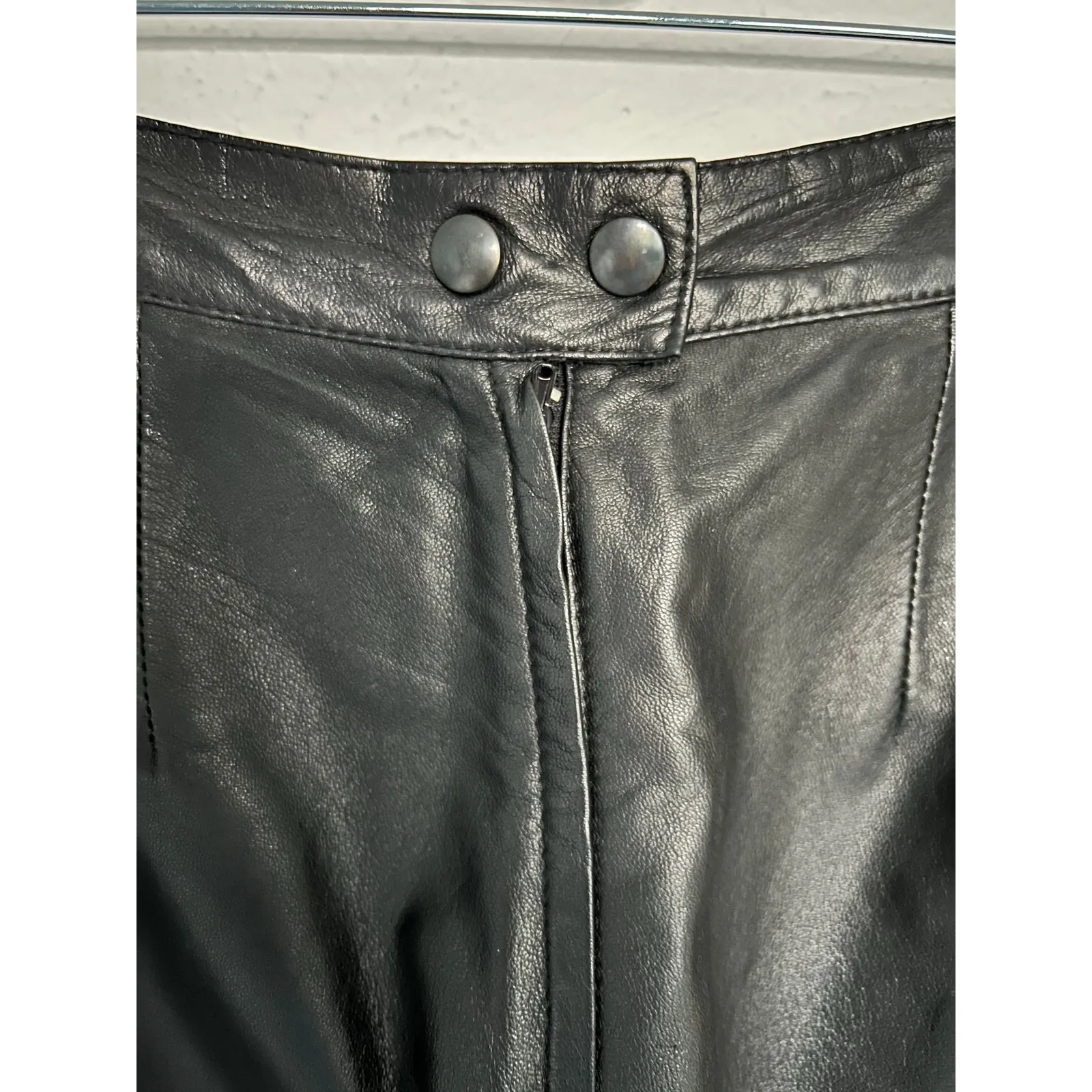 ItalModa Vintage Leather Black Pencil Skirt Sz XS - Image 4