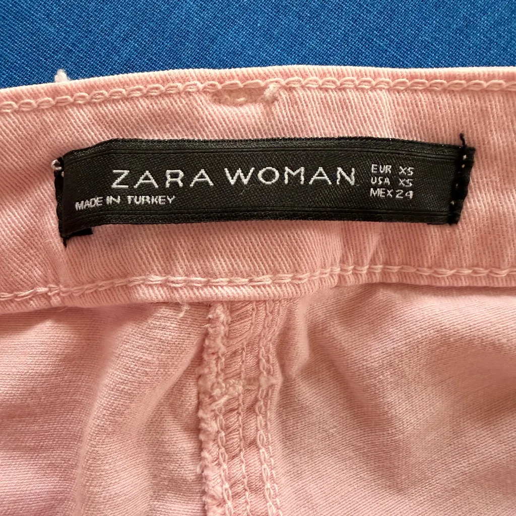 ZARA NWOT Soft Pink Ruffle Split Hemmed Cropped Stretch Trousers - Image 6