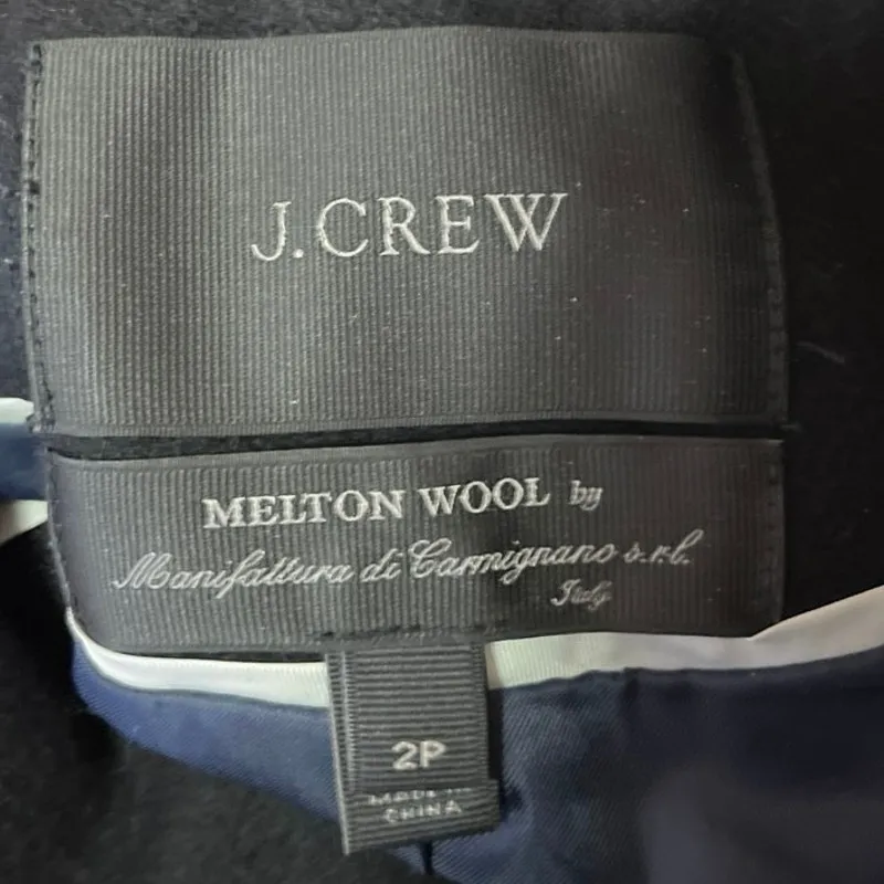 J.Crew Black Merino Wool Hoodie Hooded Zip Up Long Sleeve Coat Jacket Size 2P - Image 3