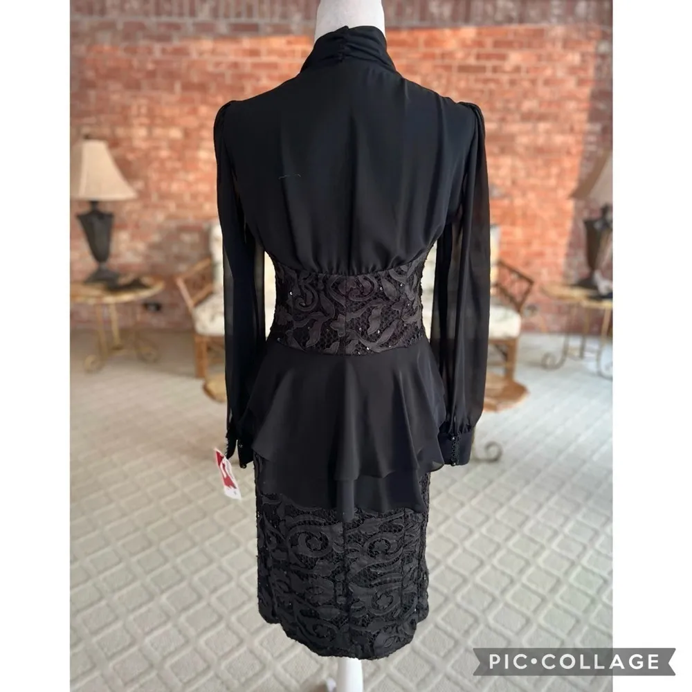 Stephen’s Dress Black Sequin Lace Embroidered Peplum NWT 8 (juniors) / Ladies 4 Size undefined - Image 10